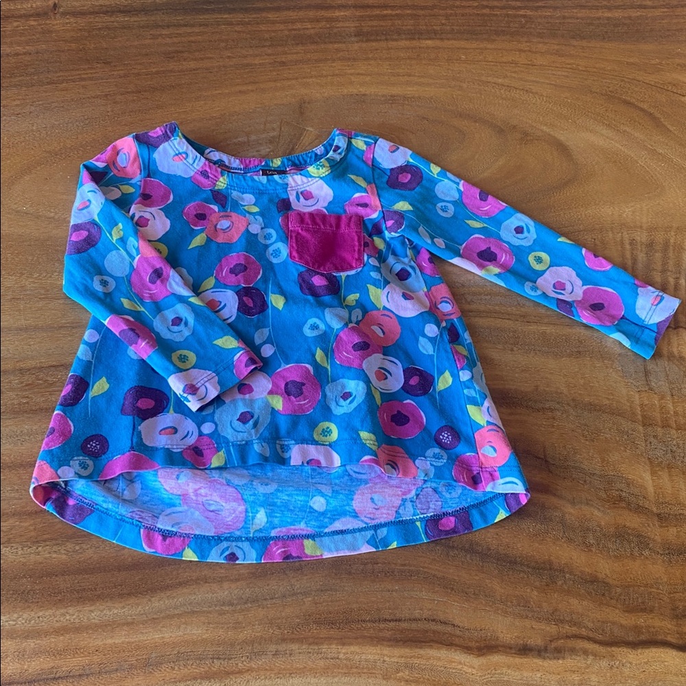 Tea Collection Blue and Pink Floral Top